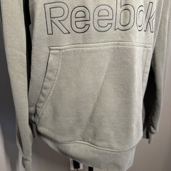 Reebok Hoodie Sweatshirt Mens S/CH/P Gray Drawstring Pullover Logo Streetwear - Picture 2 of 6